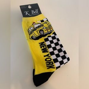 SOCKS BRAND NEW Womens K BELL Socks NEW YORK YELLOW TAXI CAB Shoe Size 4-10 NWT